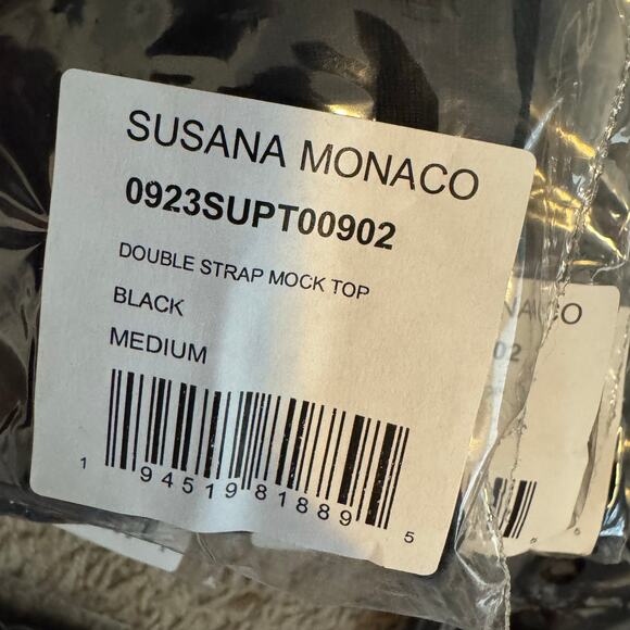 Susana Monaco Double Strap Mock Top in Black NWT Size Medium - Picture 8 of 8